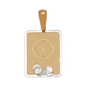 Medalla oro 18kl bebe y reloj – 13x18mm