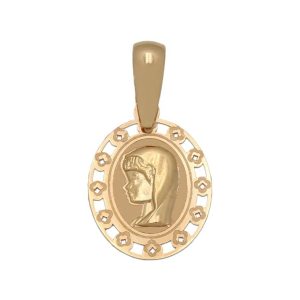 Medalla oro 18kl virgen niña -13x17mm