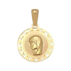 Medalla oro 18kl virgen niña – 15mm
