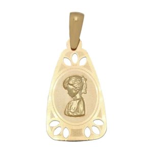 Medalla oro 18kl virgen niña – 12x21mm