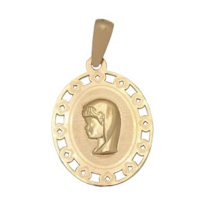 Medalla oro 18kl virgen niña – 15x20mm
