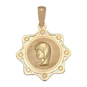 Medalla oro 18kl virgen niña – 19x21mm