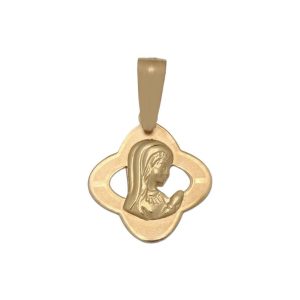 Medalla oro 18kl virgen niña – 13x14mm