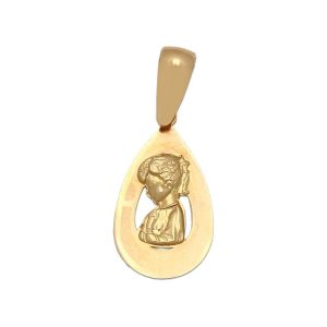 Medalla oro 18kl virgen niña – 9x16mm
