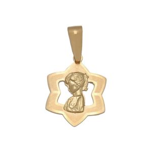 Medalla oro 18kl virgen niña – 12x15mm