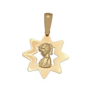Medalla oro 18kl virgen niña – 16x17mm