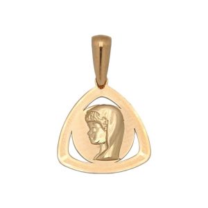 Medalla oro 18kl virgen niña – 14x14mm