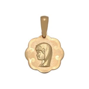 Medalla oro 18kl virgen niña – 14x15mm