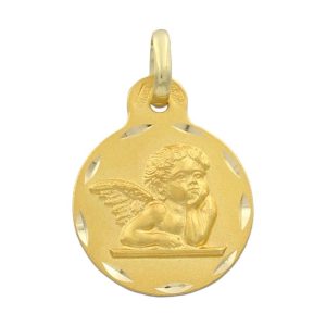 Medalla oro 18kl angel de la guarda – 15mm