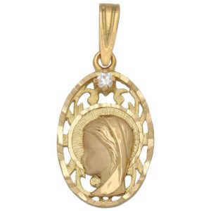 Medalla oro 18kl virgen niña – 13x21mm