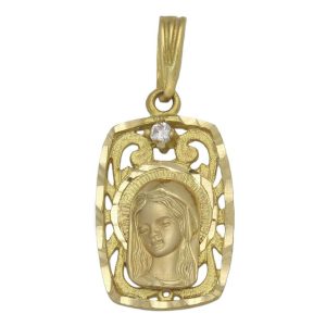 Medalla oro 18kl virgen niña – 13x22mm