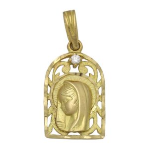 Medalla oro 18kl virgen niña – 13x21mm
