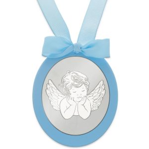 Medalla cuna plata 925mm ovalada angel