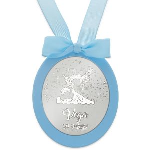 Medalla cuna plata 925mm ovalada angel de la guarda