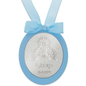 Medalla cuna plata 925mm ovalada virgen de la cabeza