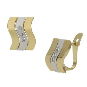 Pendientes oro 18kl bicolor circonitas