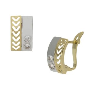 Pendientes oro 18kl  bicolor circonitas