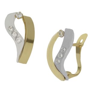 Pendientes oro 18kl bicolor circonitas