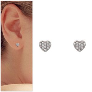 Pendientes oro blanco 18kl corazon
