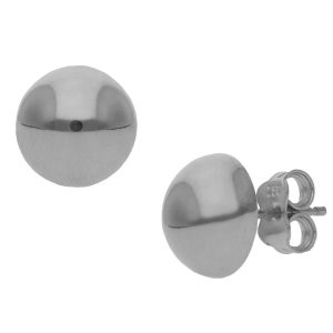 Pendientes oro blanco 18kl media bola – 10mm