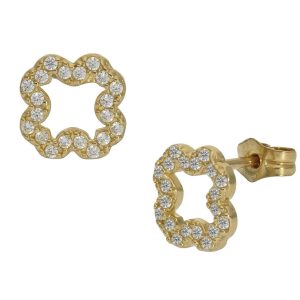 Pendientes oro 18kl flor circonitas