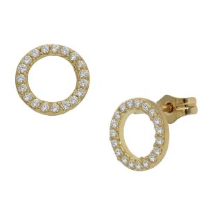 Pendientes oro 18kl redondos circonitas