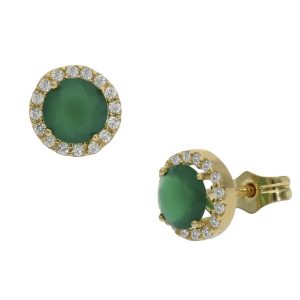 Pendientes oro 18kl crisopal verde + circonitas
