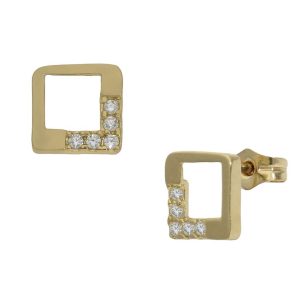 Pendientes oro 18kl cuadrados circonitas