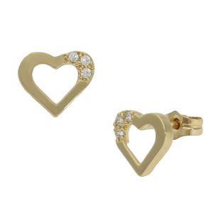 Pendientes oro 18kl corazones circonitas