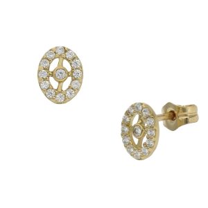 Pendientes oro 18kl oval circonitas