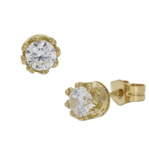 Pendientes oro 18kl corona circonita – 5.50mm