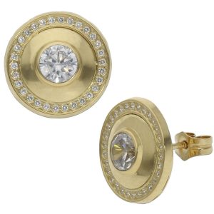 Pendientes oro 18kl circonitas – 12mm
