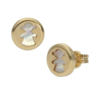 Pendientes oro 18kl niña nacar – 8mm