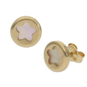 Pendientes oro 18kl estrella nacar – 8mm