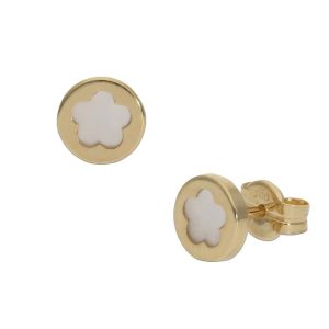 Pendientes oro 18kl flor nacar – 6mm