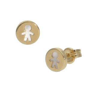 Pendientes oro 18kl niño nacar – 6mm
