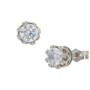 Pendientes oro blanco 18kl corona – 5.50mm
