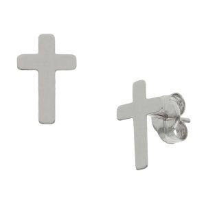 Pendientes oro blanco 18kl cruz