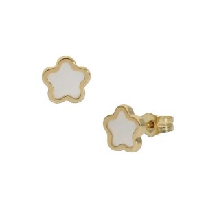 Pendientes oro 18kl flor nacar – 4.50mm