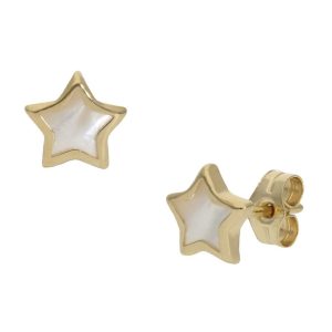 Pendientes oro 18kl nacar estrella – 7mm