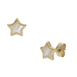 Pendientes oro 18kl nacar estrella – 5mm
