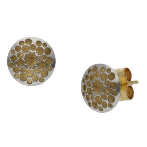 Pendientes oro 18kl bicolor – 8mm