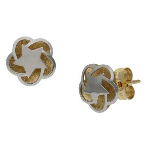Pendientes oro 18kl bicolor – 8mm