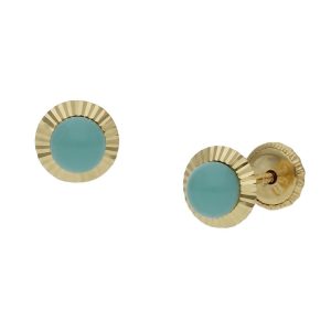 Pendientes oro 18kl turquesas sinteticas – 6mm