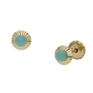 Pendientes oro 18kl turquesas sinteticas – 5mm