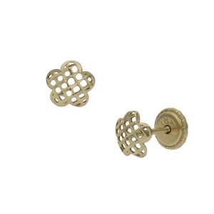 Pendientes oro 18kl tallados flor – 5.50mm