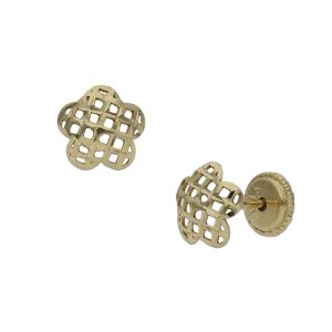 Pendientes oro 18kl flor tallados – 6.50mm