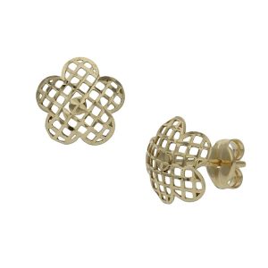 Pendientes oro 18kl flor tallados – 8mm