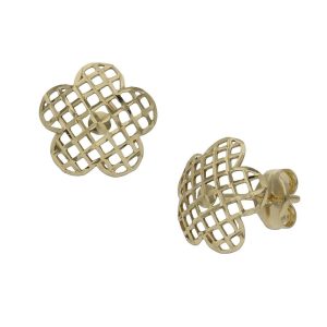Pendientes oro 18kl tallados flor – 9mm