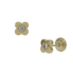 Pendientes oro 18kl flor circonitas – 5mm